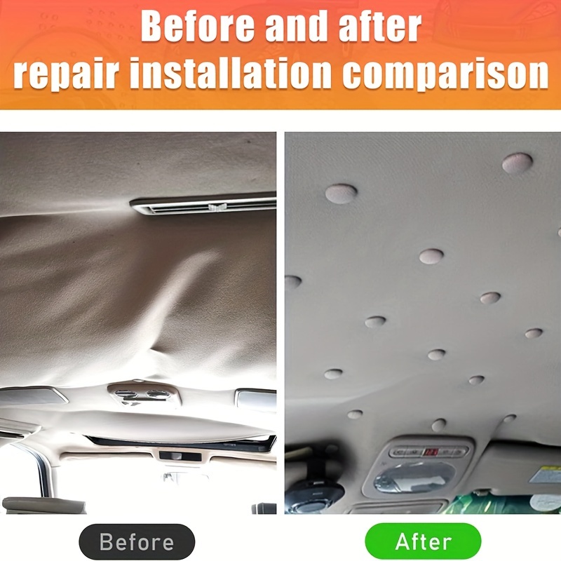 60pcs car roof headliner repair kit vehicle roof snap rivets retainer with installation tool auto interior ceiling cloth fixing repair button suitable for most cars truck suv uv car 3 colors for your choose 4