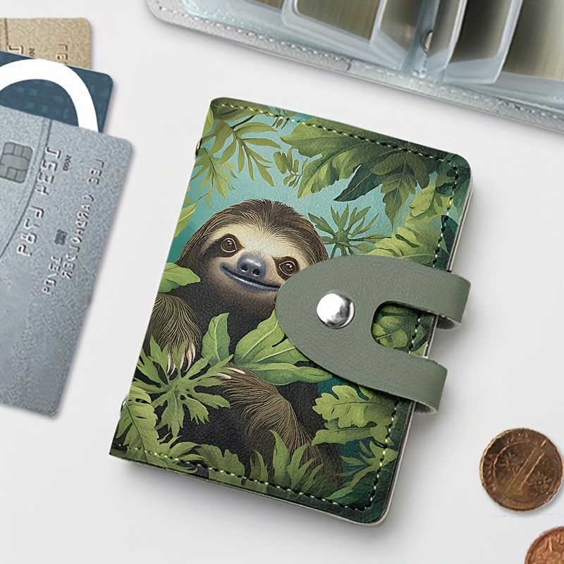 

1pc Sloth Print Fashion Card Holder, 24 Card Slots Card Case, Ultra-thin Credit Card Holder (random Print Position)