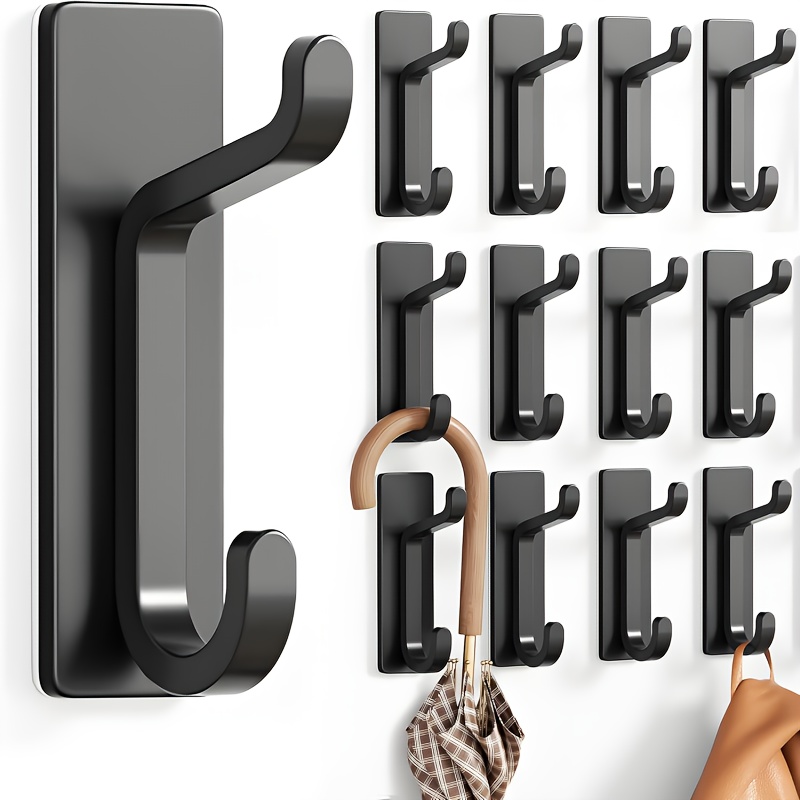 E-shop 12 Stück Selbstklebende Haken, Extra Starke Klebehaken Halten Bis zu 6 kg, Schwerlast-Wand- Türhaken für Handtücher, Mäntel, Hüte Geldbörsen im