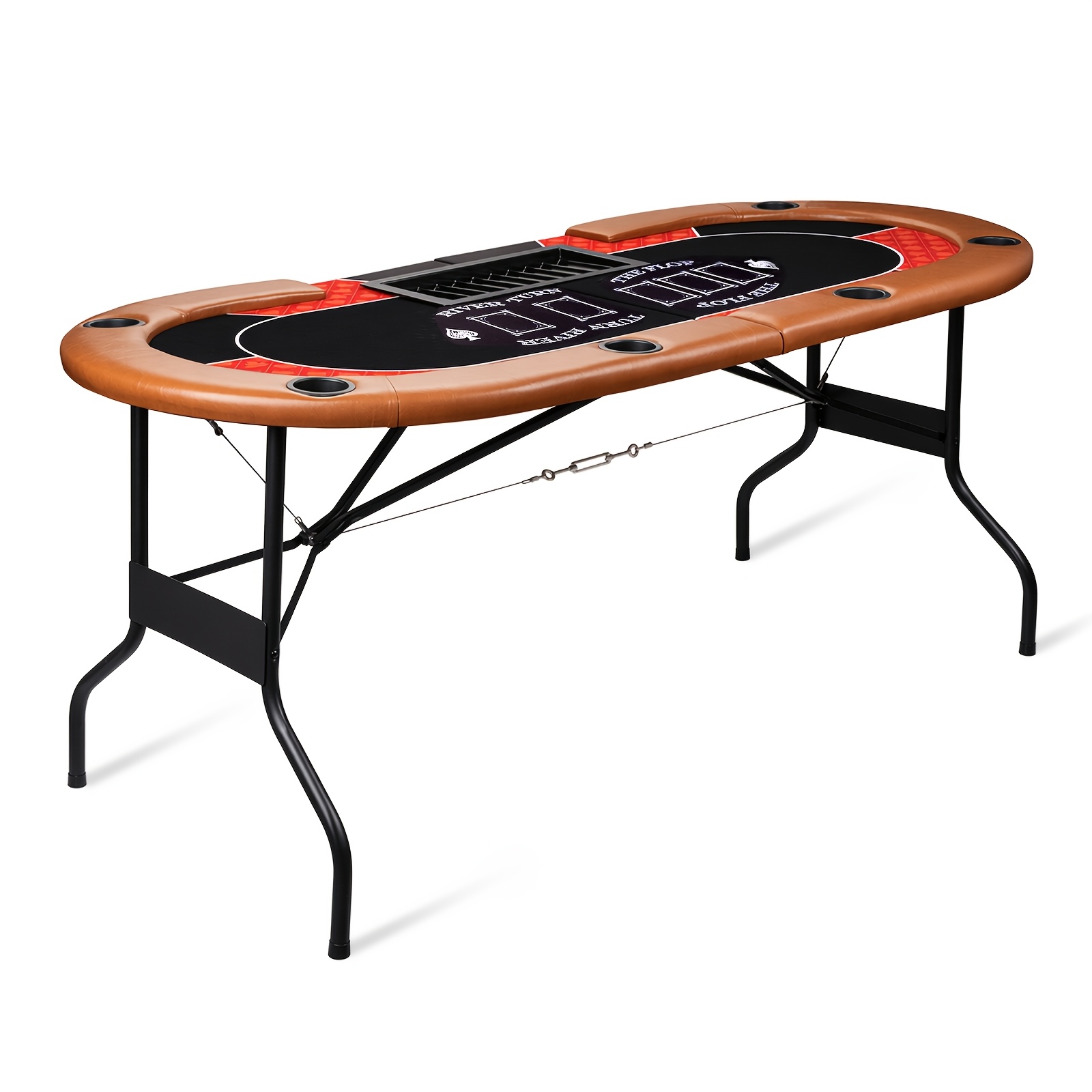 Image of Folding Poker Table, Dimensions: 182 × 82 × 71cm, Seats 6 To 8 People, Ideal For Entertainment In Game Rooms, Homes, And Similar Settings