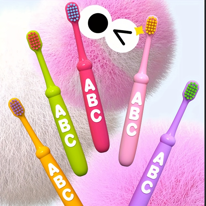 soft bristle toothbrush suitable for kids aged 3 12 neutral oral care for and toddlers manual toothbrush for children   in dopamine colors   purple green yellow perfect gifts for christmas and halloween details 6