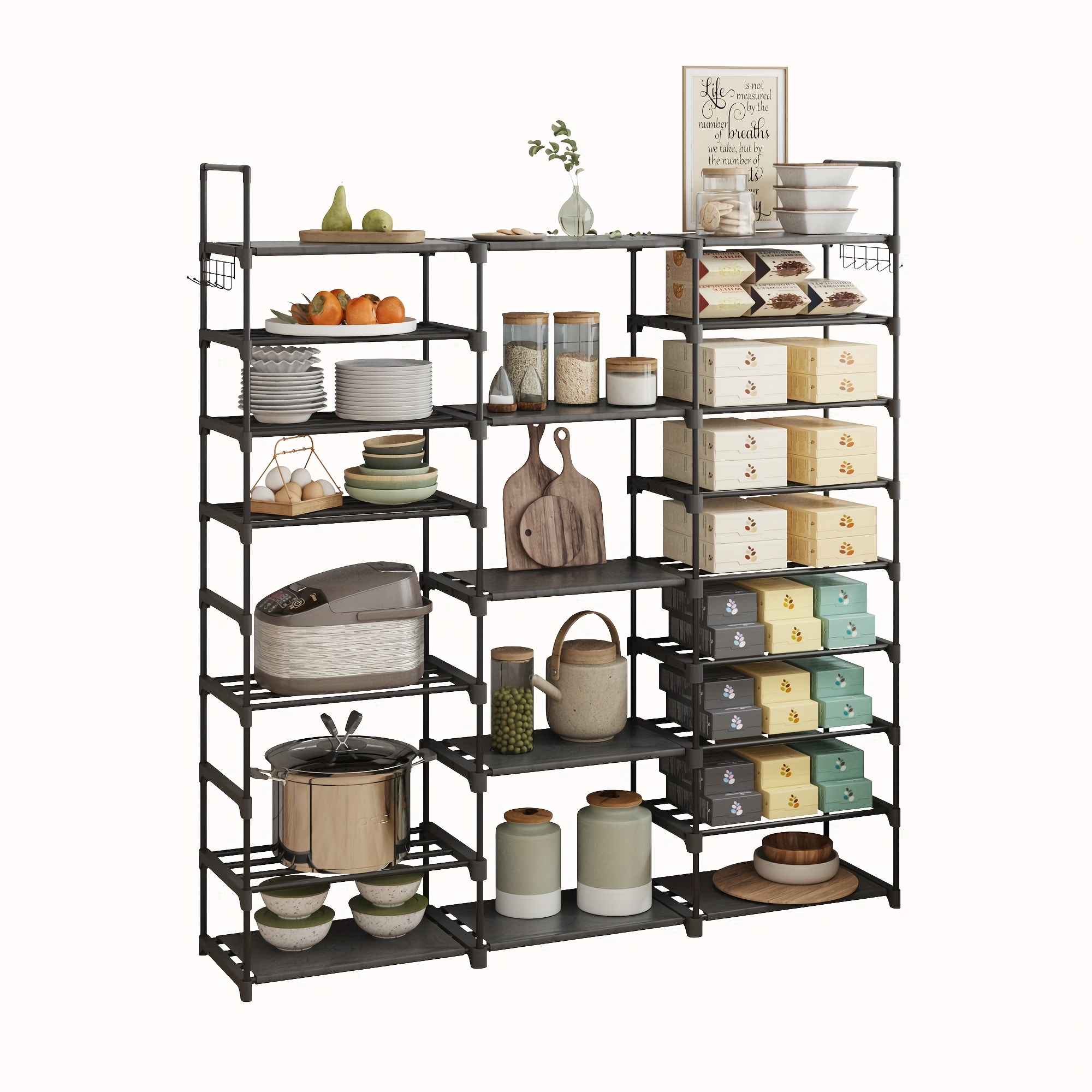 TEMU Tomnk 9-tier Storage Rack, Adjustable Metal Frame Organizer For Kitchen Organization And Storage, Laundry Room, Food Storage Room, Bedroom Large
