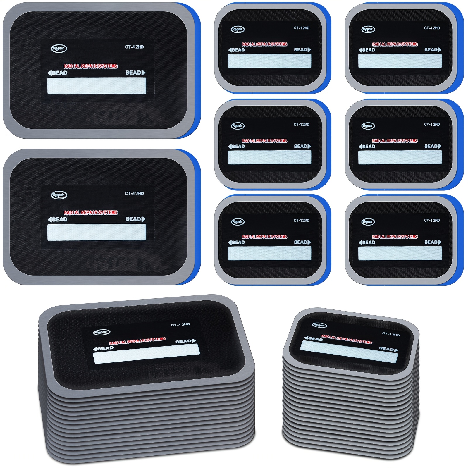 TEMU 40pcs Tire Repair Kit: Rubber Patches For Bikes & Motorcycles - Includes 2.56" X 3.15" & 3.15" X 4.7" Sizes, Essential Puncture