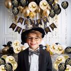 30. urodziny dekoracje mieszane koloru, 32in emulsja balony czarno złote, banner na urodziny, do dekoracji 30. urodzin
