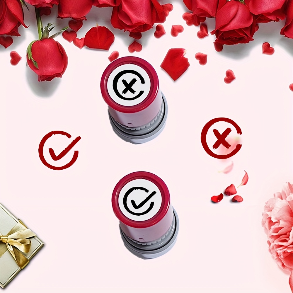 2pcs Right And Stamp Set For Correctness, Teacher Grading, Home Education , Portable Small Round Stamp