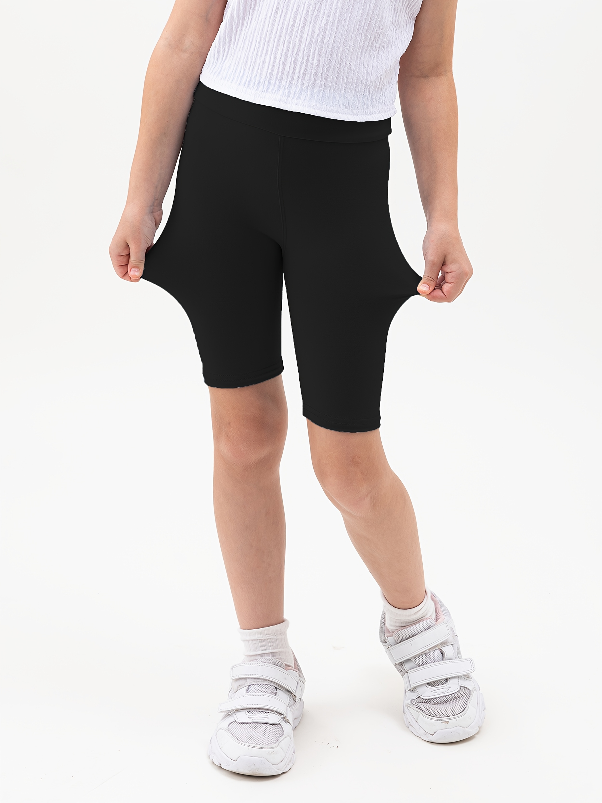 5-Pack High-Waisted Bermuda Shorts for Girls, Mature Style, Leopard Print  Solid Colors, Spring/Summer/Fall Knit Fabric, Skinny Fit, Stretchy Dance