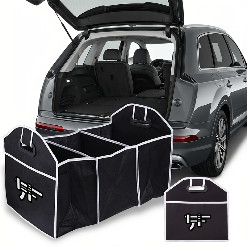 TEMU 1pc Character Car Trunk Organizer - Foldable Adjustable Storage Box With Multiple Compartments & Labeling Suitable For Sedans,, Camping Trunk