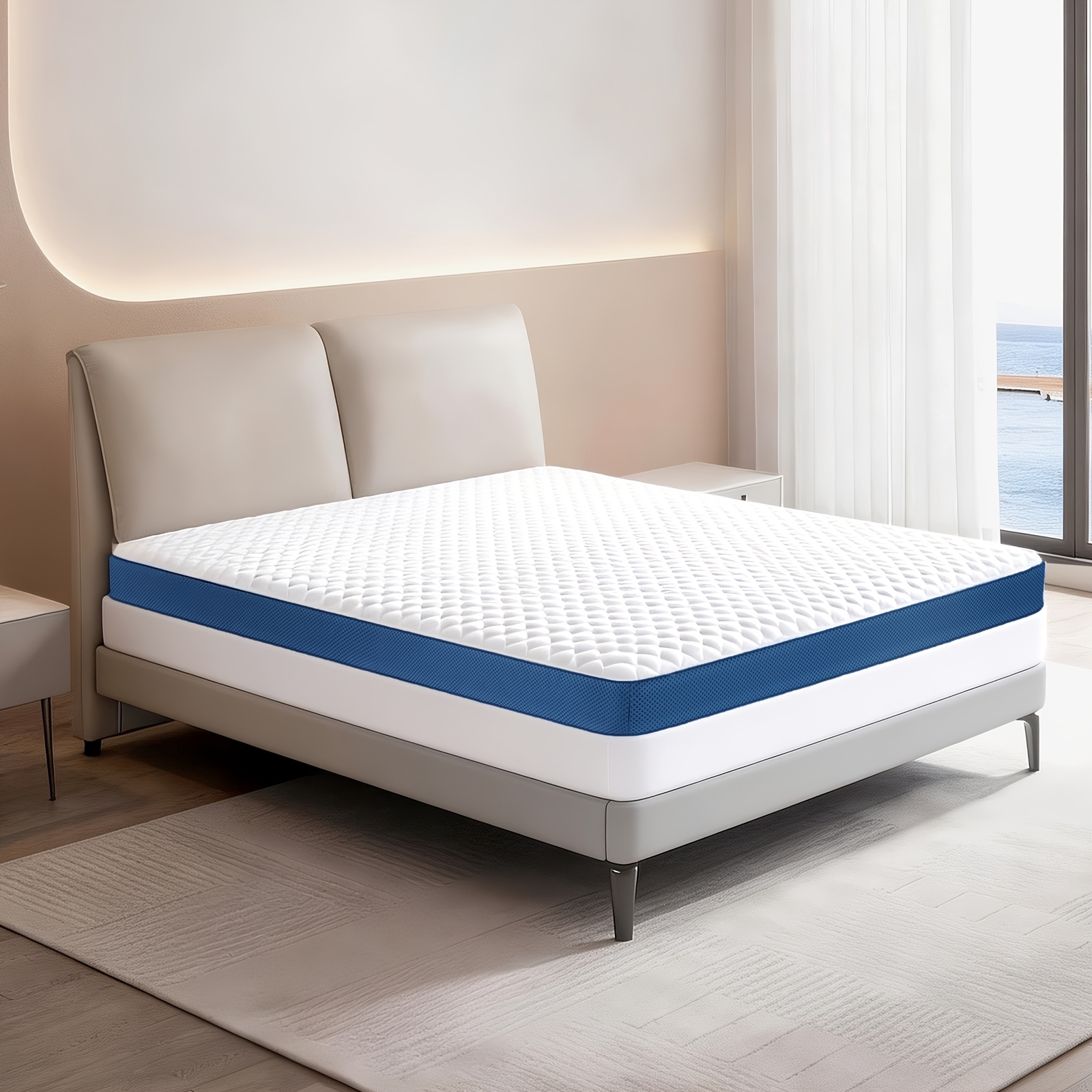 Image of 4cm Or 6cm Mattress Topper, High-density Gel, Breathable Layer Surface Fabric, Detachable And Machine Washable, Anti-slip Particles, -tex Certified, Suitable For Spring Mattresses, Sofas, And Rvs.