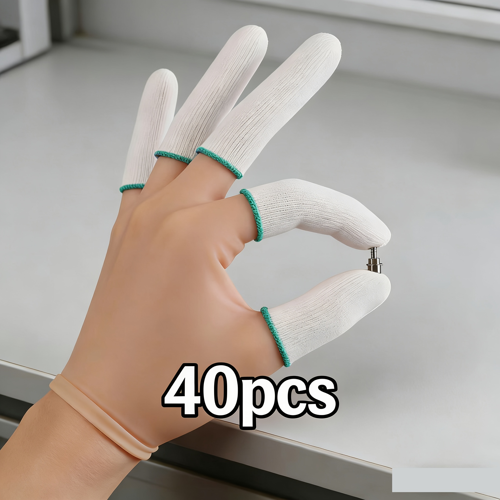 E-shop 40 Stück Nylon Fingerlinge, Fingerschutzbeutel zur Vermeidung von Abrasionen, rutschfeste Fingerlinge, atmungsaktive und strapazierfähige