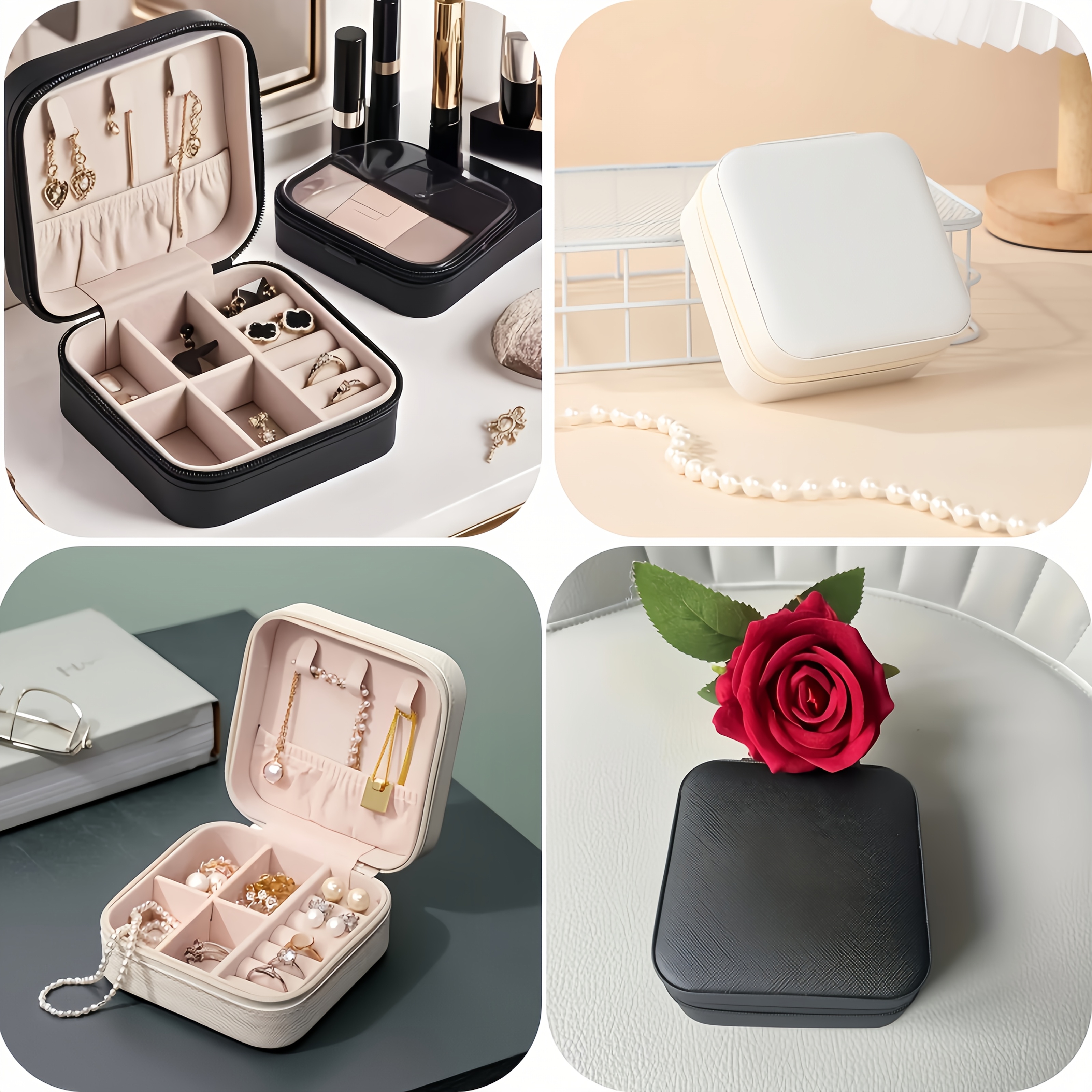 6 12pcs black and white combination small jewelry box travel portable jewelry case for ring pendant earring necklace bracelet organizer storage holder boxes gifts box for and women jewelry making display packaging supplies jewelry boxes Product details 0