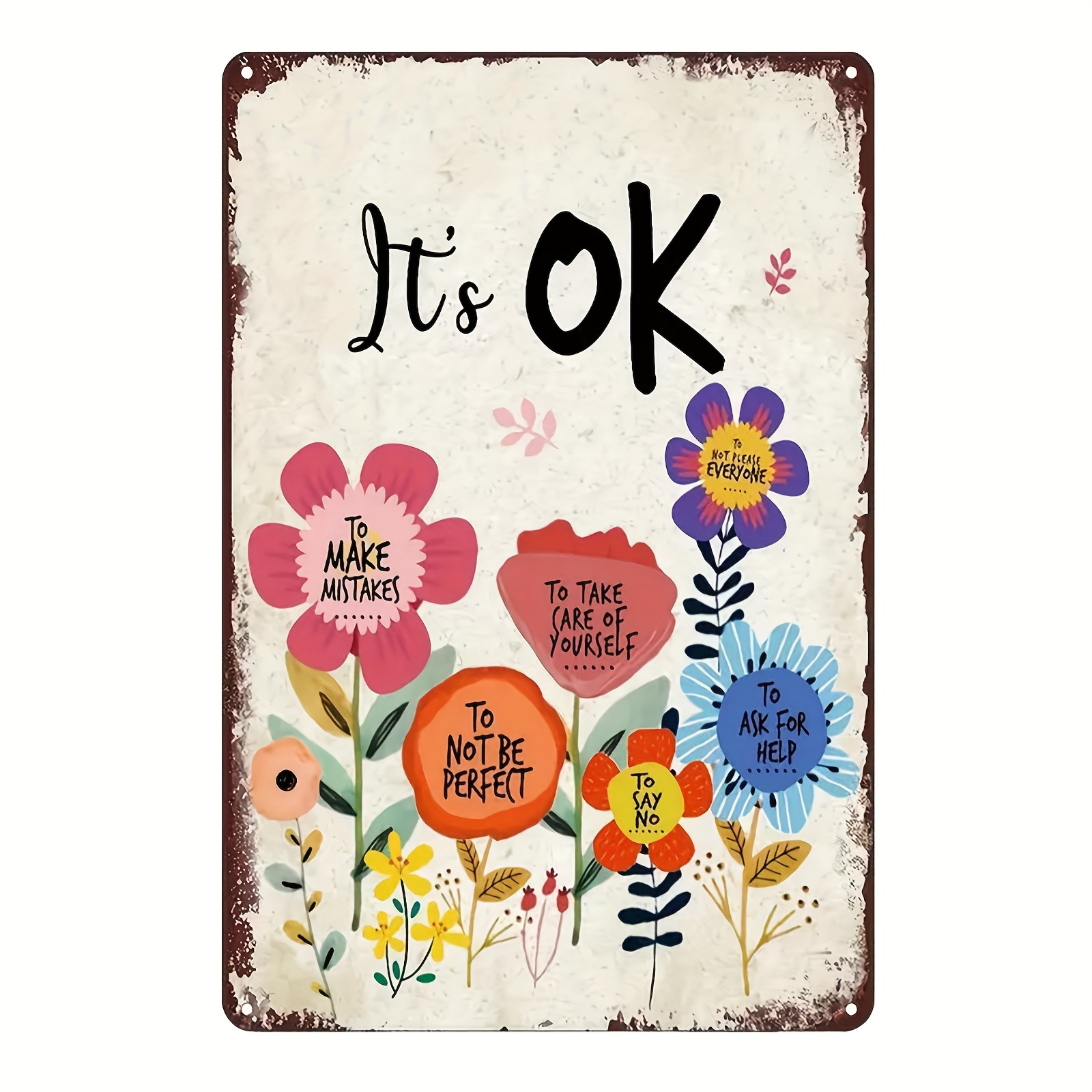 

Inspirational 'it's Ok' Metal Wall Art - 8x12" Iron Sign With Encouraging Quotes For Girls Room Decor, Perfect Gift For Daughters
