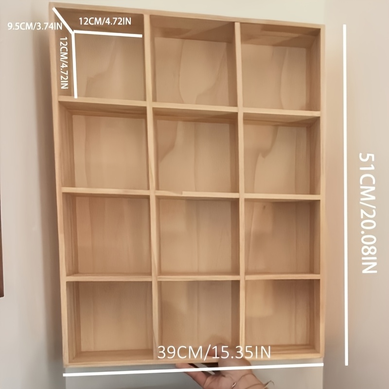 12 cube organizer shelf retro solid   multi purpose desktop cup mug holder wall mounted display rack for coffee mugs tea cups and collectible figures each cube 12x12x9 5cm