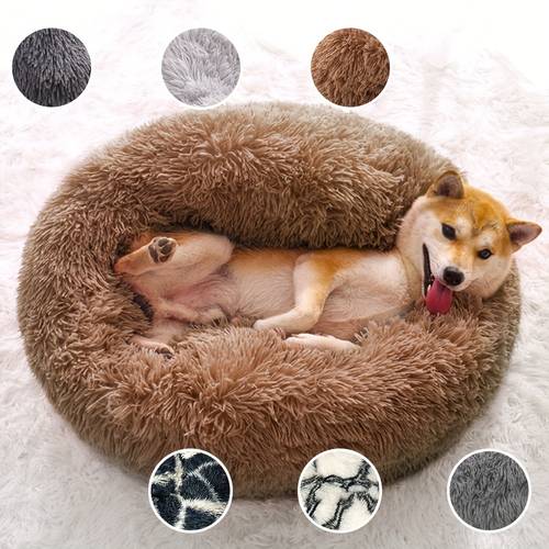 calming bed donut pillow warm round bed fluffy and fur give pets sleep suitable for small and medium sized cats and dogs 16 20 24 28 christmas gifts