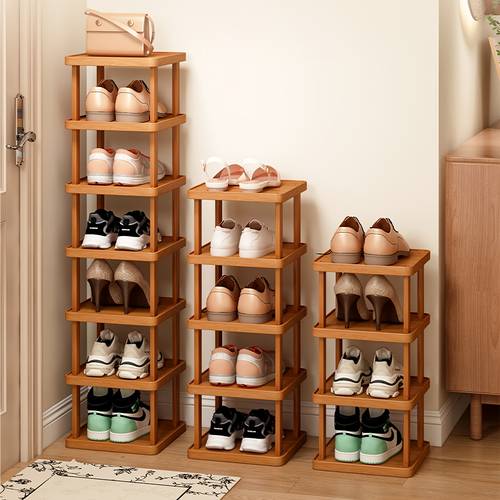 bamboo shoe rack of storing 6 9 pairs of shoes wood grain decoration easy to assemble space saving suitable for entrances living rooms bedrooms and dormitories brown multi layer independent storage rack