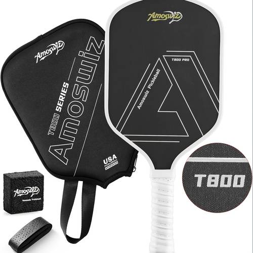 t900 carbon fiber pickleball paddle 16mm thermoformed core ergonomic handle textured grip for spin paddle cover eraser case white black gift for men women