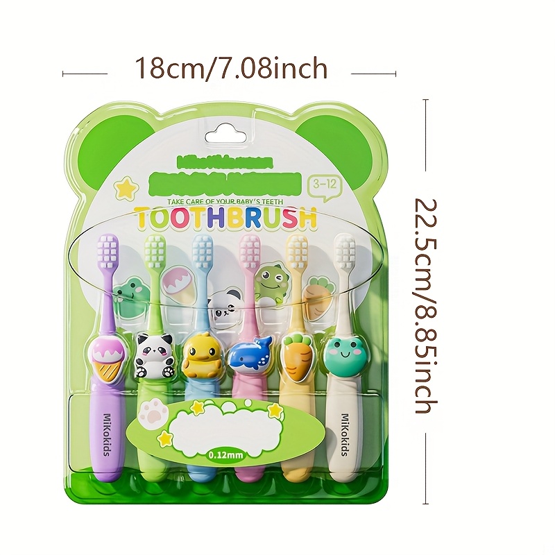 TEMU Children's Toothbrush 3-4-5-6 To 10-12 Years Old And Above For Teething Period, Super Soft Hair, Toddler Tooth Protection, Cartoon Zoo,