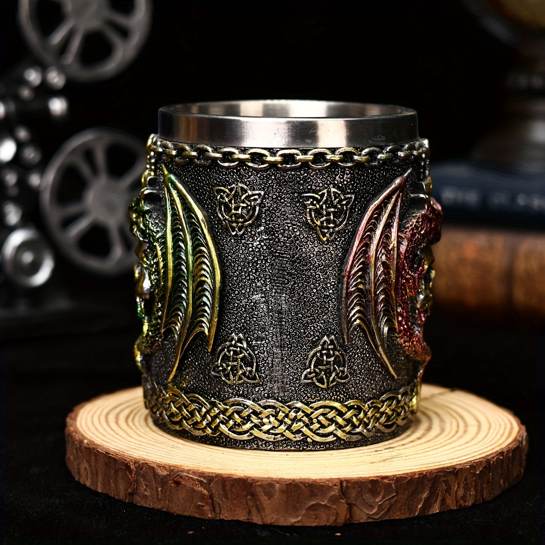 holiday ale   sword 3d beer mug stainless steel insulated coffee cup gothic skull design   halloween christmas gifts details 3