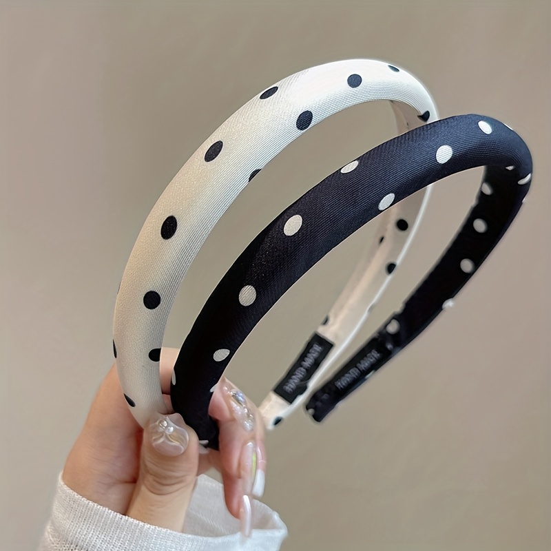 Image of 1pc Retro Polka Dot Headband Black And Style Hair Additions European And American Daily Wear Fashion Additions Easy High-end Fashion