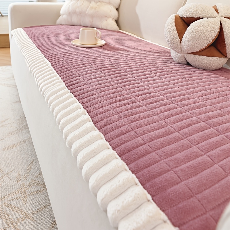 TEMU 1 coussin de canapé en velours de lait , , confortable et respirant, bordure de nuage, tapis de canapé antidérapant, convient pour ,
