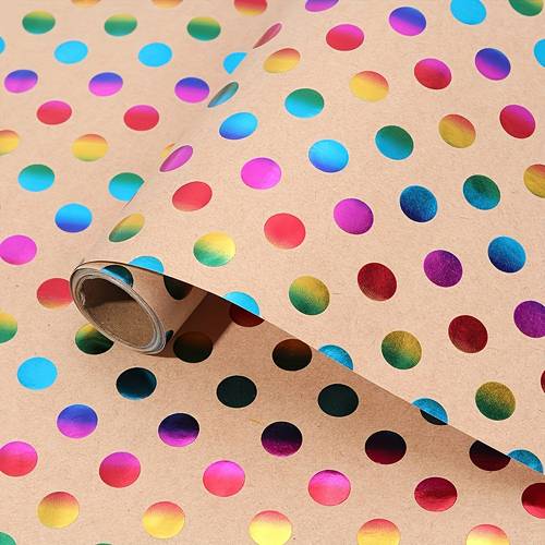 1 roll extra long wrapping paper multicolored dots 16 9x118 inches for birthdays weddings bridal showers wedding gifts holiday wrapping vibrant and durable smooth texture for craft enthusiasts