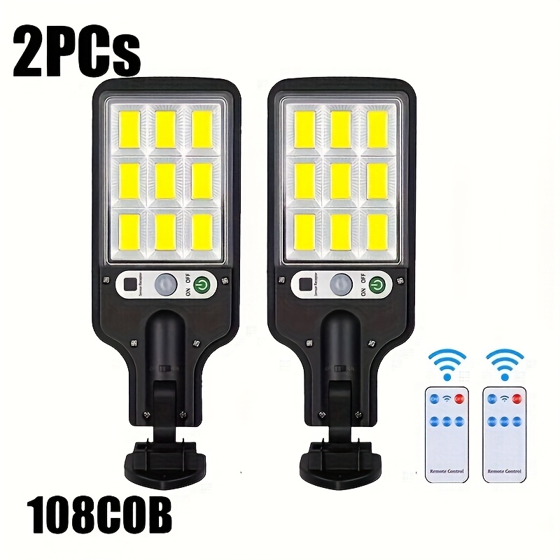 4pcs Outdoor Solar Lights 108 Cob Solar Wall Lights, 3 Lighting Motion Sensor Light, Solar Wireless Security Lights With Remote For Garden Wall Patio Path Lighting, 2/4/6pcs