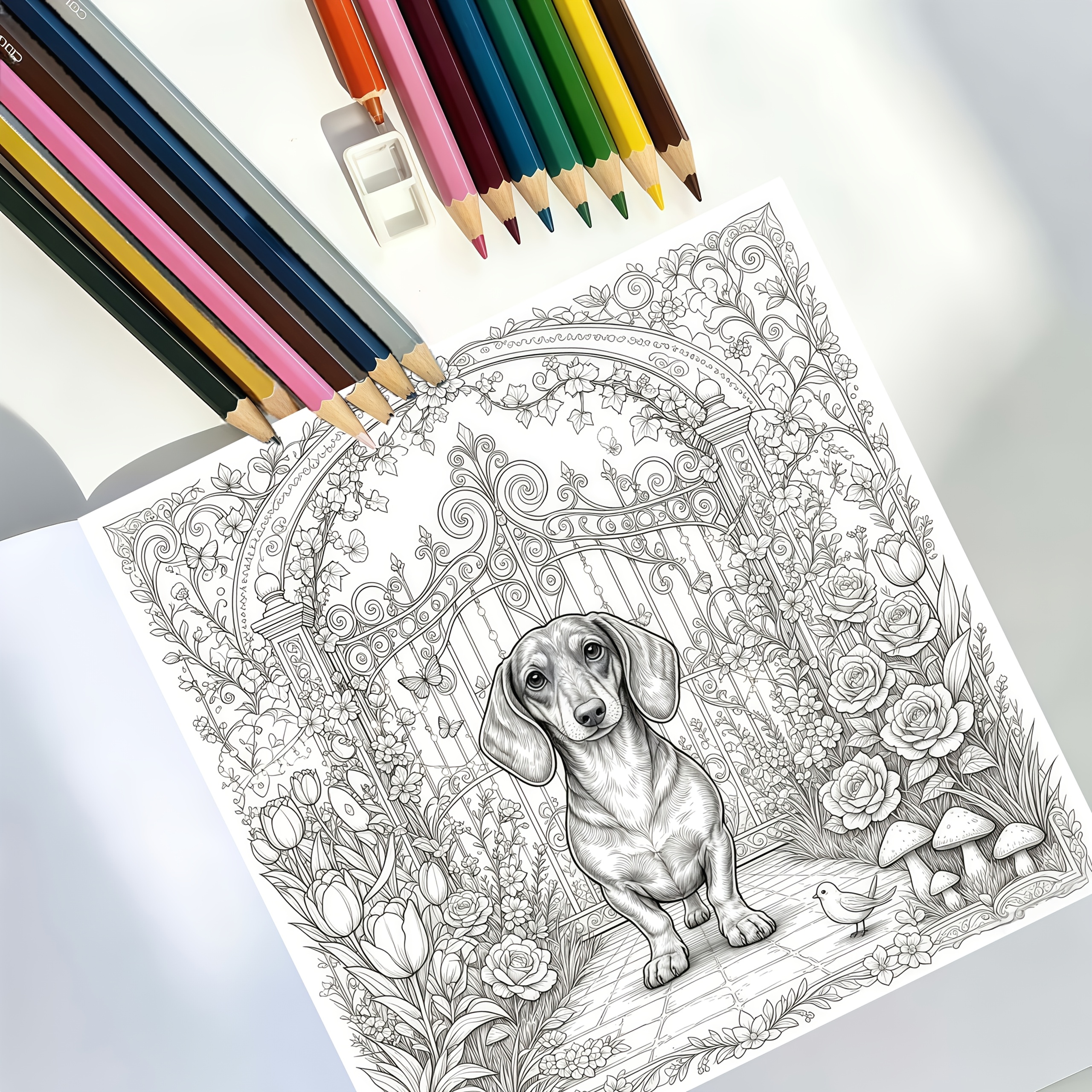 TEMU 1pc 7.87 X 7.87 Inches Single-sided 24 Pages Easy Relaxation Mandala Dog Adult Coloring Book, Suitable For Relaxing Mood And Stress During ,