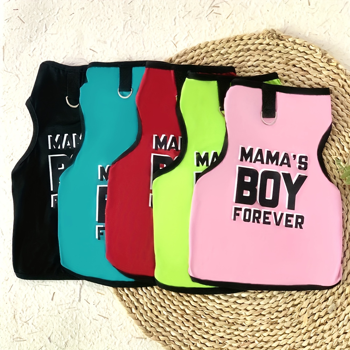 mamas boy forever printed pet summer vest breathable woven Temu