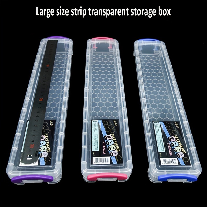 

Large Transparent Pp Storage Box For Art Supplies - Durable Plastic Organizer For Watercolor Brushes, Pens & More - 14.37"x3.15"x1.57