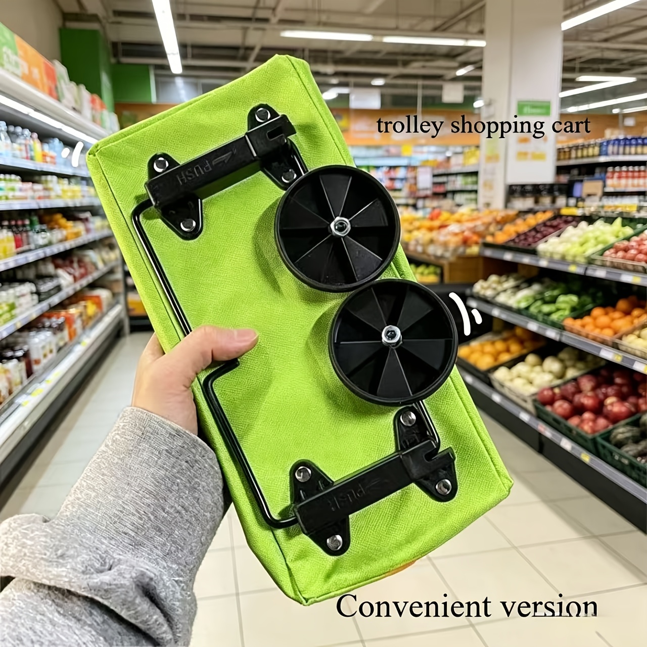 TEMU 1 Portable Shopping Cart, Foldable Shopping Bag For Home Use, Lightweight Wheeled Handcart