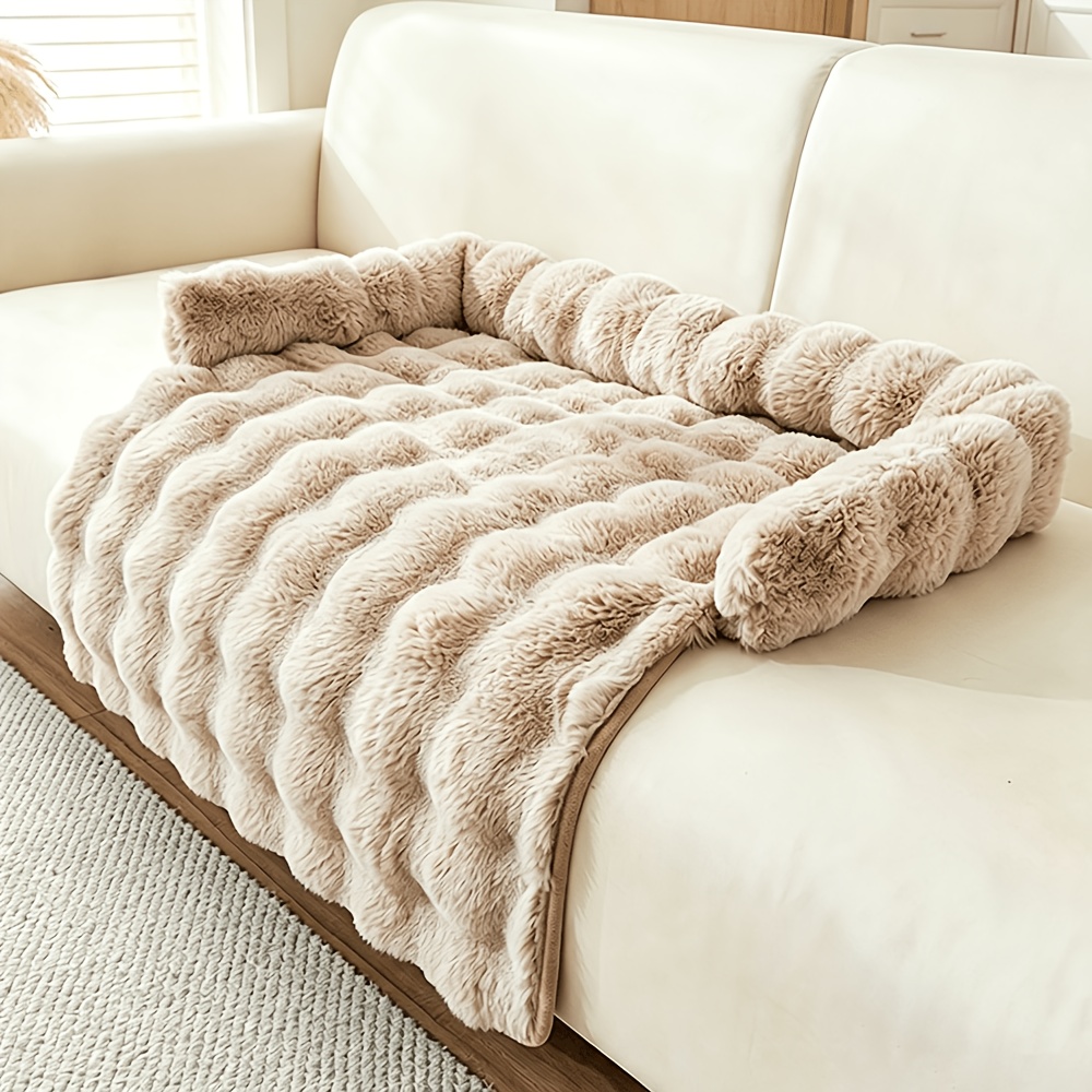 TEMU Soft Plush Calming Sofa Bed, Raised Bolster Cushion Couch Protector Pad, Indoor Furniture Protection Bed For Small To Medium Dogs And All Cat