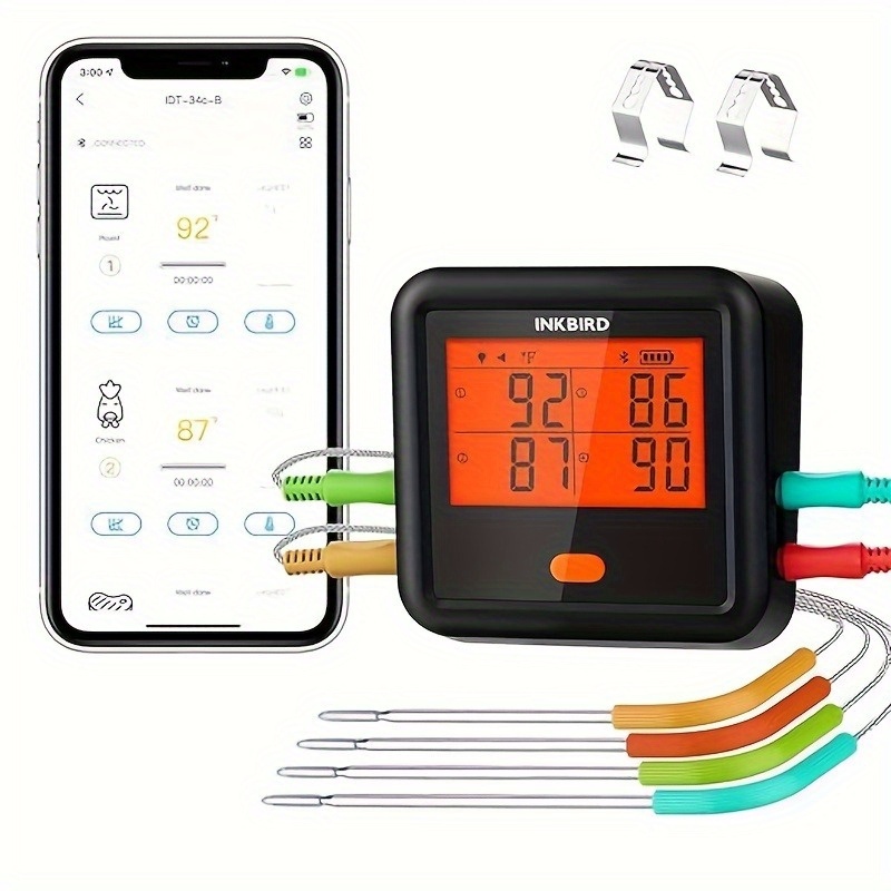 TEMU Wireless Meat Thermometer| Thermometer| 260ft/80m Remote Control| 29 Meat Menus With Temperature Alerts| Grade Stainless Steel Probes For Bbq