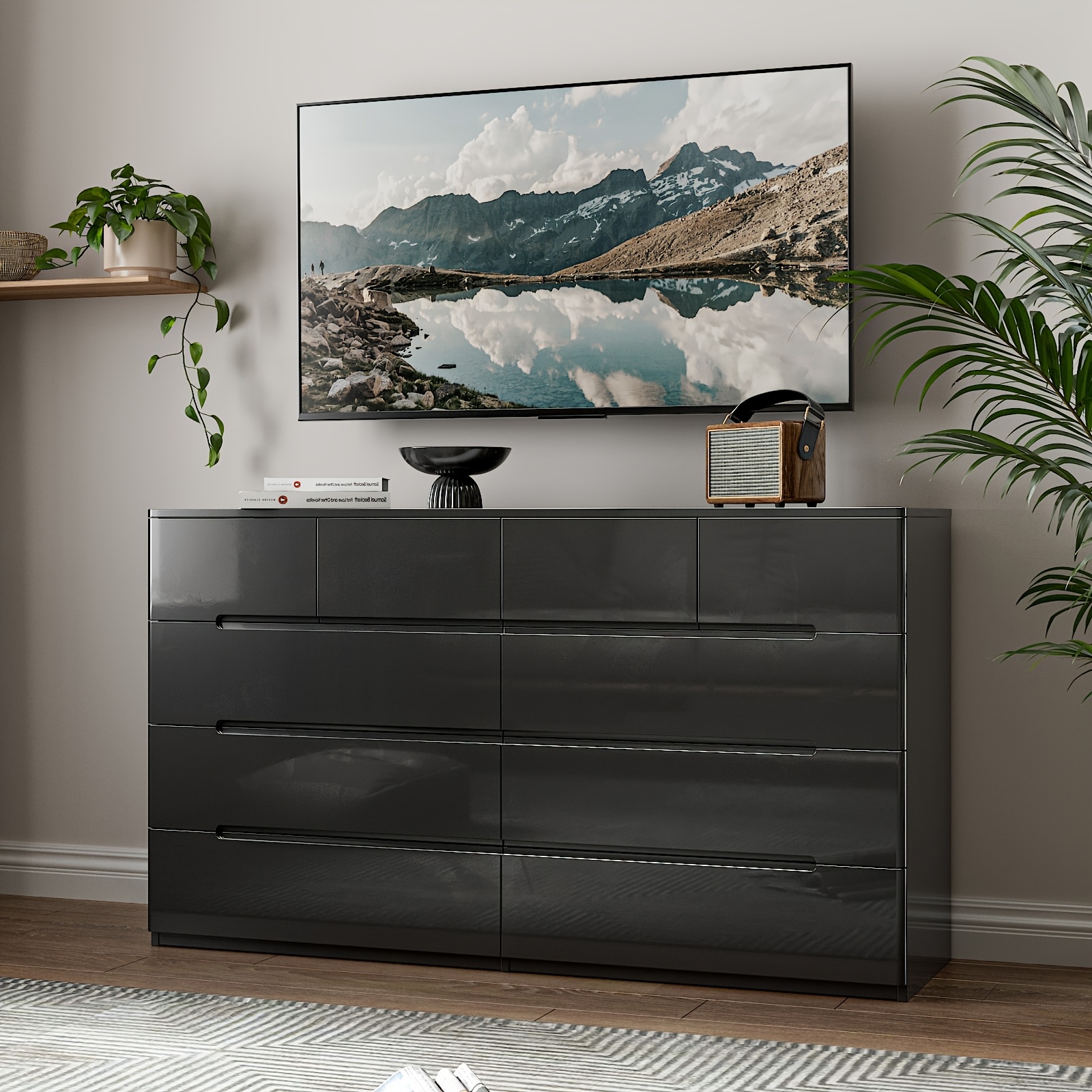 chinese dress ladies Wampat 6-Drawer Dresser for Bedroom, Modern Wood Storage Cabinet with Pop-Up Drawers, Oak main image 1