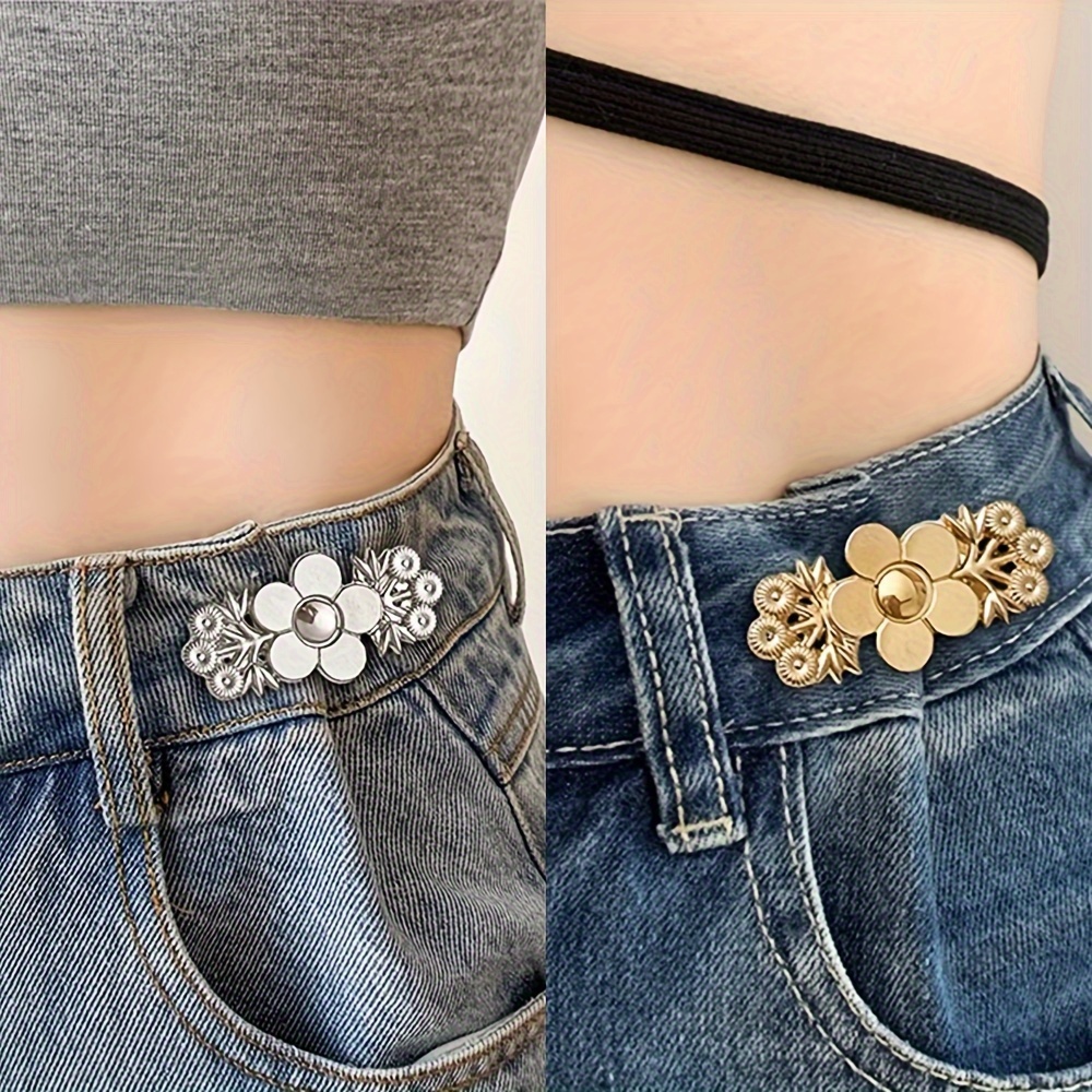 

4pcs Waist Cincher Artifacts, Adjustable Button Buckles, Golden & Silver Gray, Waist Slimmer For Jeans, Pants, Skirts, Sewing Craft Supplies