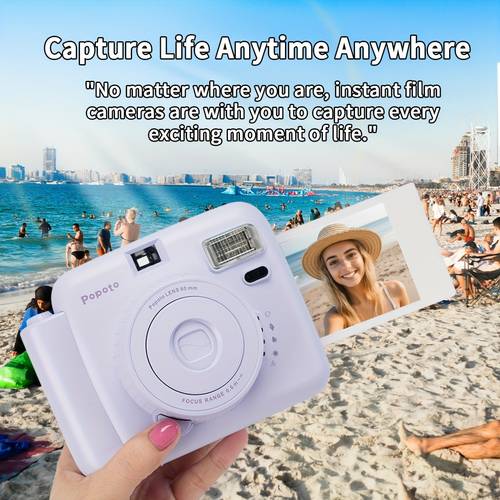 instant camera mini 3 inch film pu leather bag pu photo album selfie mirror birthday gift festival gift lover gift graduation gift adult gift wedding gift purple