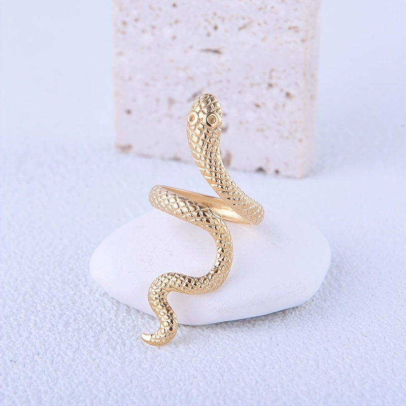 E-shop Ring mit schlangenförmigem Design, 304 Edelstahl, verstellbarer offener Ring, , eleganter Ring für Damen, Geschenk für Damen, Damenschmuck,