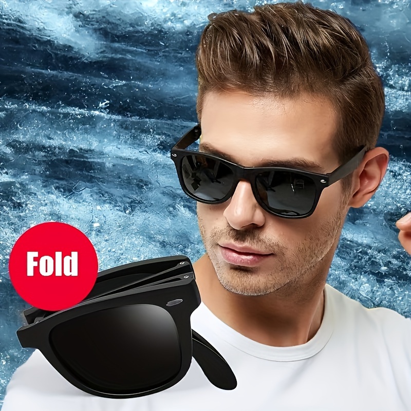 

Retro Square Foldable Glasses For Men - Plastic Frame & Anti-reflective Lens, Outdoor Adventure Eyewear For Travel & Casual Wear