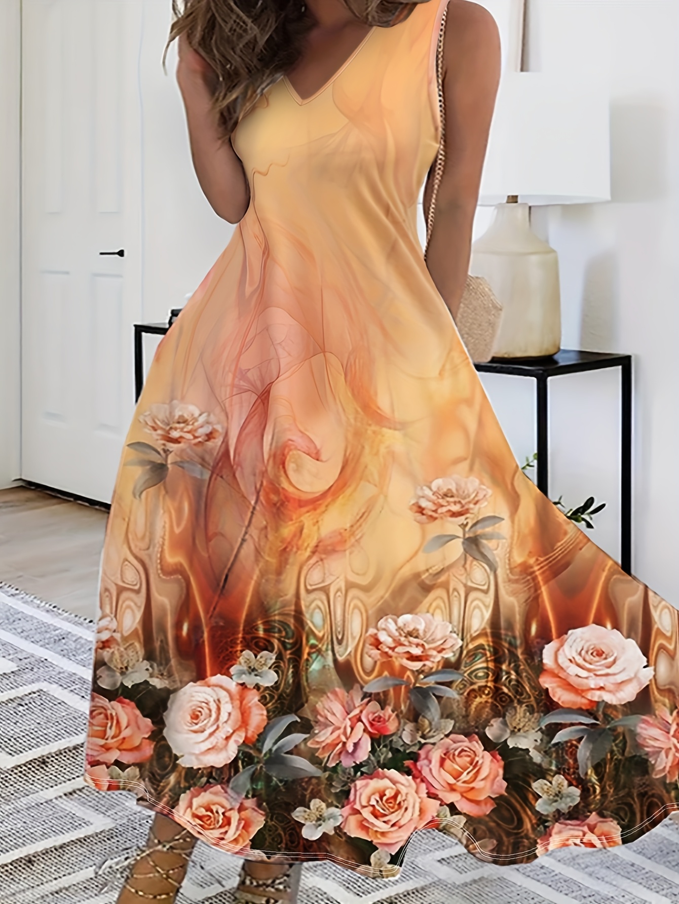 Tulle with Beaded Long Dresses Peach Plus Size