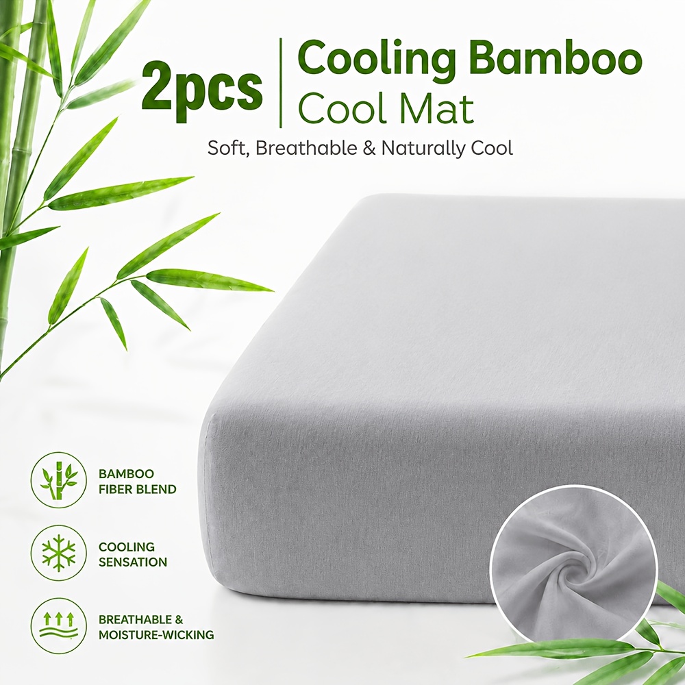 2pcs Ultra Soft Bamboo Cooling Sheets - Hot Sleepers Must-have, 2026 New Fitted Sheet Style, Breathable & Non-stuffy, Certified Bedding, Machine Washable & Reusable, Durable, Deep Pocket Up To 40cm