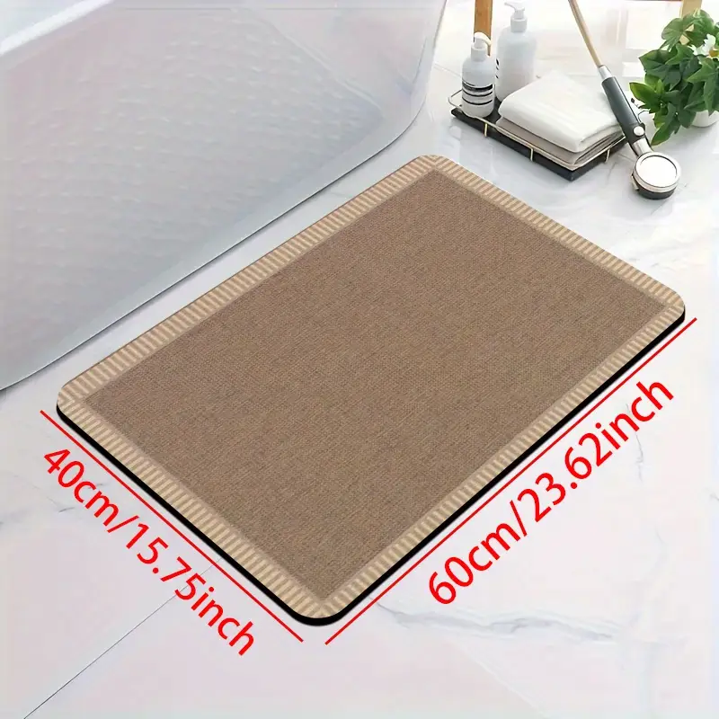 1pc diatomite bath mat modern striped border print design quick dry non slip absorbent floor rug soft and comfortable for bathroom shower laundry room bedroom doorway kitchen rv bathroom Product details 4