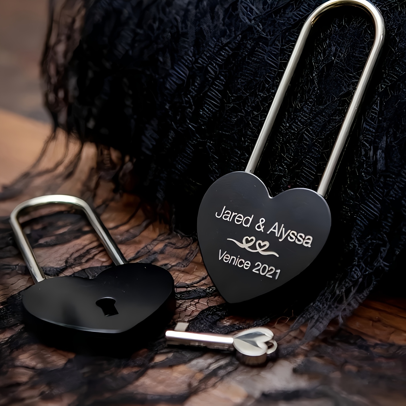 Personalized Laser-Engraved Heart-Shaped Lock