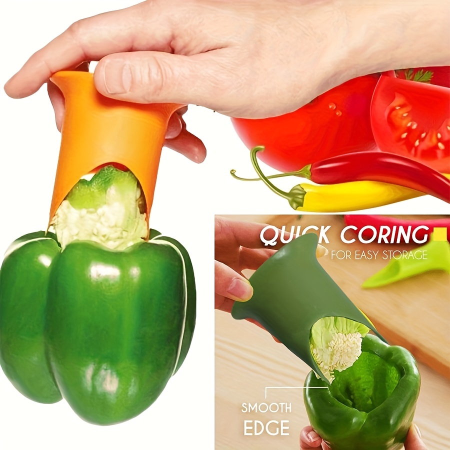 

1pc Easy-twist Pepper Corer - Quick & Smooth Pepper And Vegetable Seed Remover, Plastic With Ergonomic Handle, Kitchen Gadget For Removal