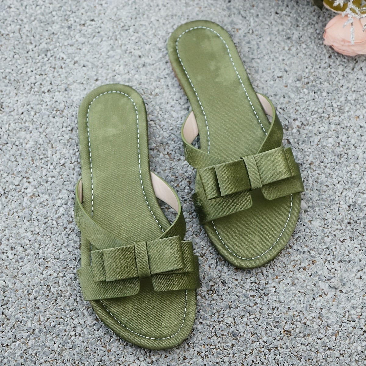 Women's Fashion Bow Flat Sandal Slippers, Women Shoes
