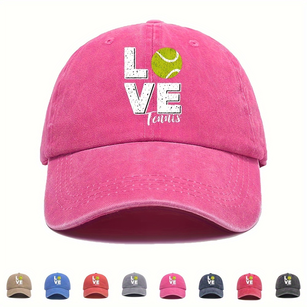 

Love Tennis Baseball Cap - Cotton Dad Hat With Adjustable Strap And Printed Design For Outdoor Activities