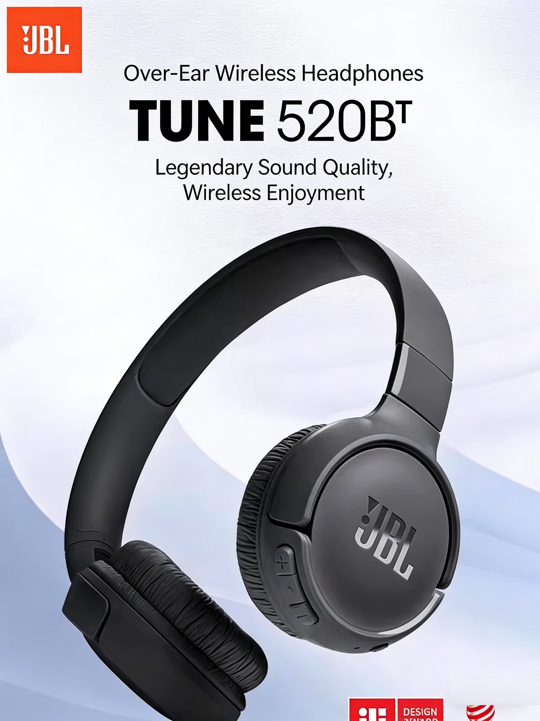 JBL Tune 520 BT, On-Ear Wireless Headphones, Pure Bass, 33Mm Dynamic Driver, Restoring Music Details, Call Noise Reduction, JBL APP, Multi-Scene, Suitable for Pop/Rock And Other Genres