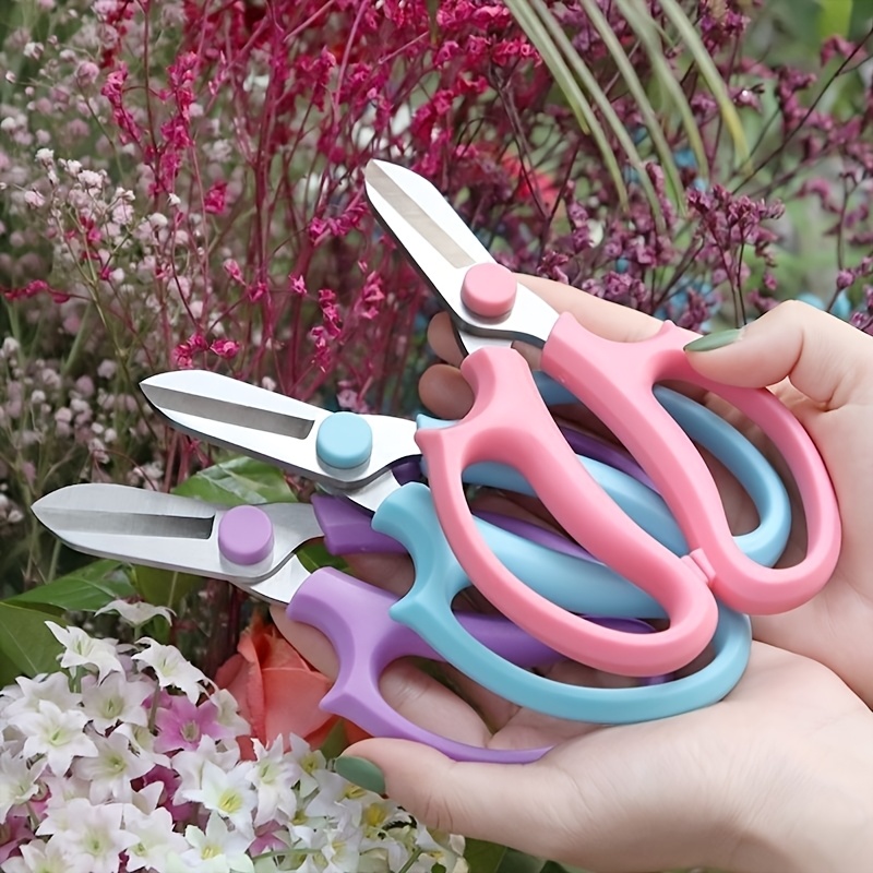 TEMU Professional Floral Scissors With Comfortable And Colorful Grip Handles, Flower Arrangement, Garden Pruning, And Plant Trimming. This