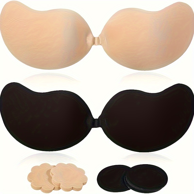 

1 Pair Invisible Strapless Bra, Self-adhesive Backless Reusable Push Up Nipple Covers, Women's Lingerie & Underwear Accessories