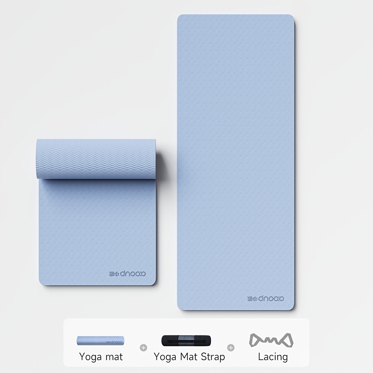 TEMU 1pc Tpe Yoga Mat 3pcs Set, Non-slip, Thickened, Extra-large, Unisex Fitness Mat - Includes Yoga Mat, Yoga Mat Straps, And Yoga Mat Storage Bag.
