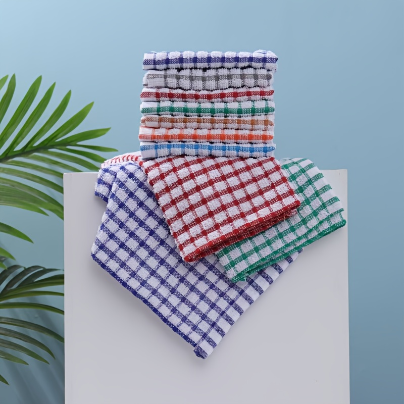 Set de 5 bucăți prosoape de vase, modele aleatorii în carouri, cârpe de curățare absorbante, cârpe de curățat bucătăria, unelte de curățenie, prosoape de vase reutilizabile, prosoape de ceai