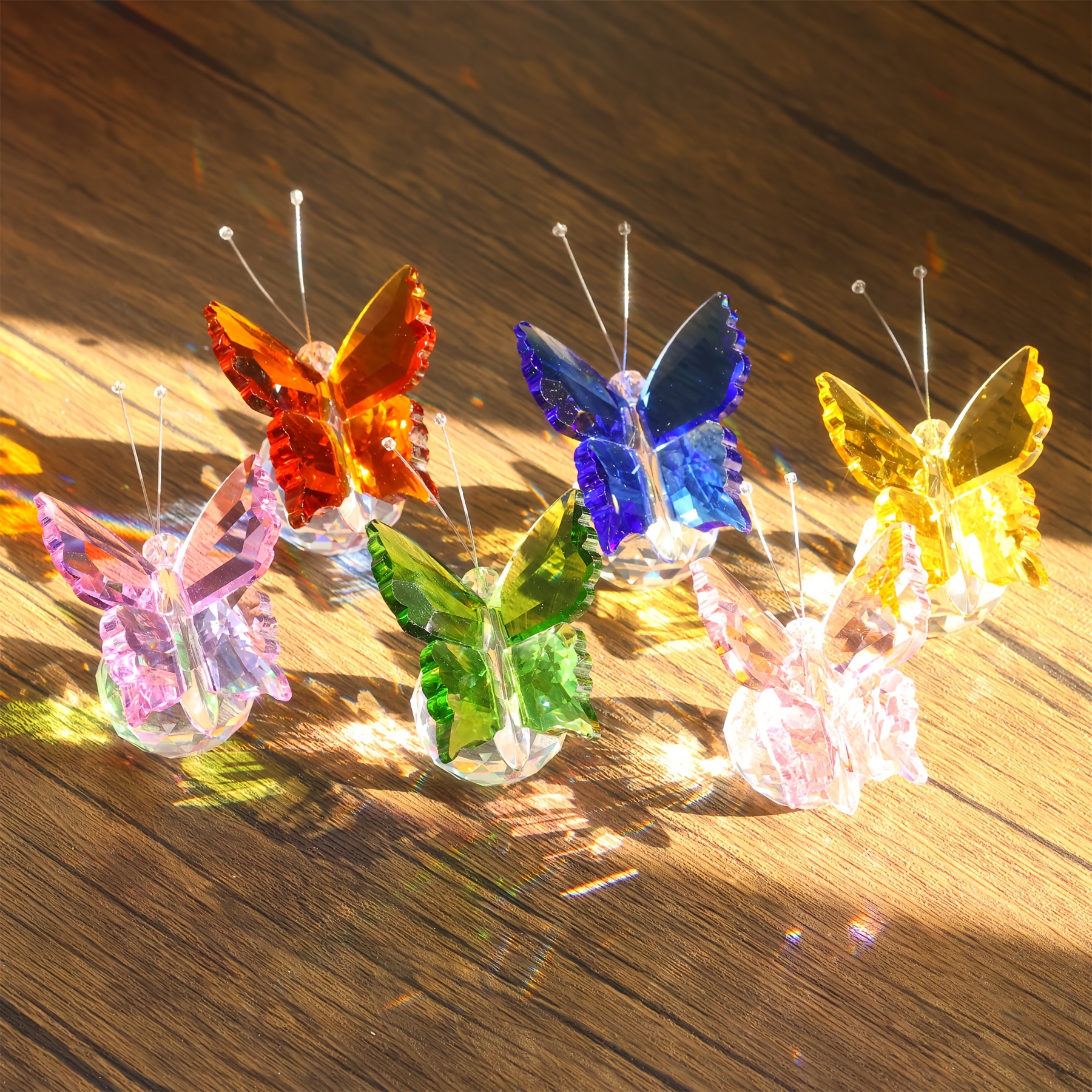 

1pc, Colorful Glass Butterfly Ornament - Elegant Desk Decor & Unique Christmas Gift, Ideal Display For Bookshelf Home Living Room Office Cabinet Tabletop Entryway Decor, Room Decor, Home Decor