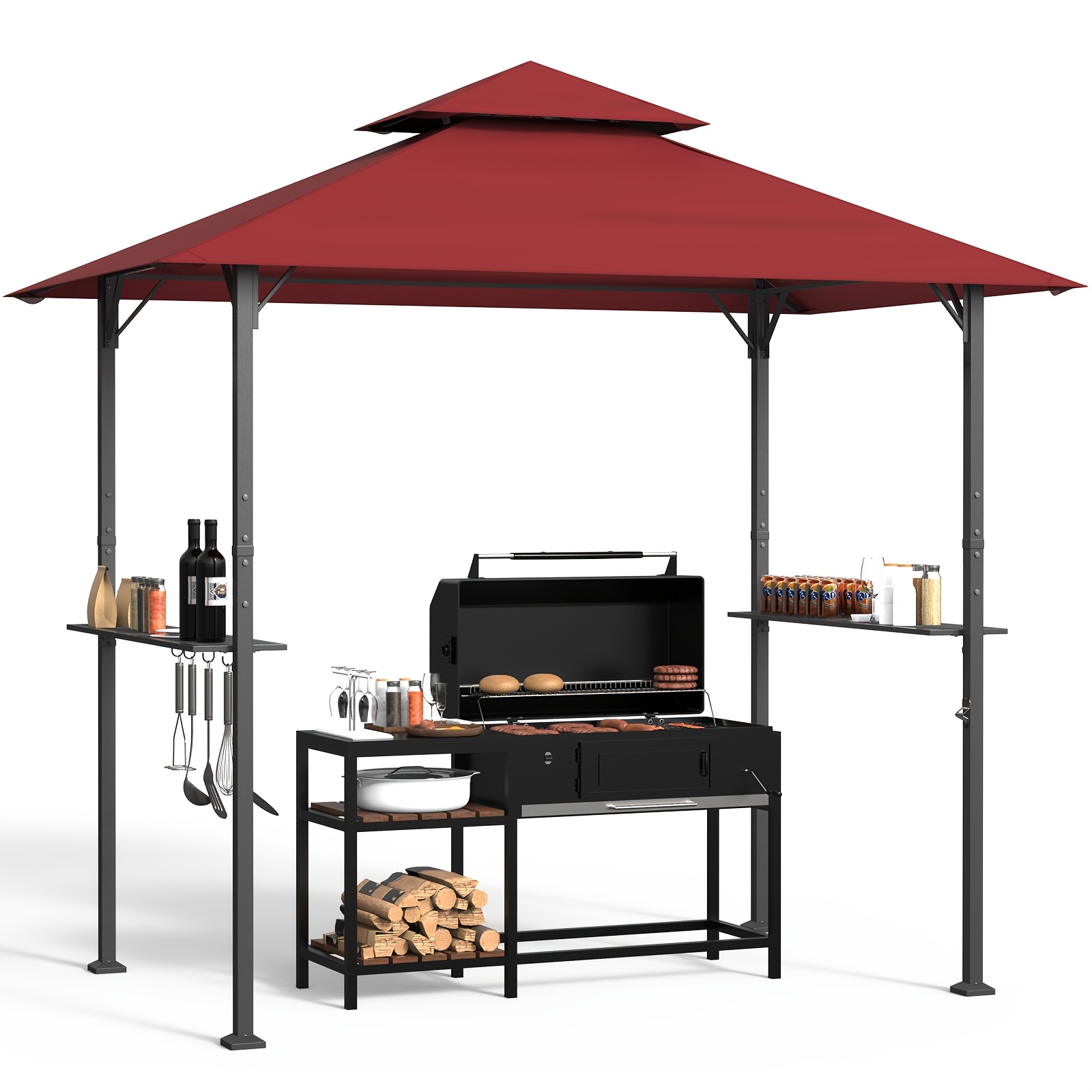 TEMU Bseckoo Abri de Barbecue d'Extérieur US Butler KD Version Abri de Cuisine de Cour, Disponible en Plusieurs Couleurs (Charbon de Bois, Rouge Vin,